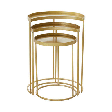 Antique Brass Finish Set of 3 Nesting Side Tables
