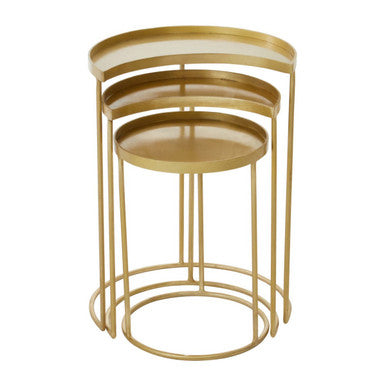 Antique Brass Finish Set of 3 Nesting Side Tables