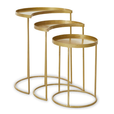 Antique Brass Finish Set of 3 Nesting Side Tables