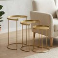 Antique Brass Finish Set of 3 Nesting Side Tables