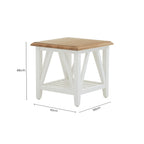 Natural Oak Side Table with White Finished Birch Base and Sculpted Supports