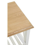 Natural Oak Side Table with White Finished Birch Base and Sculpted Supports