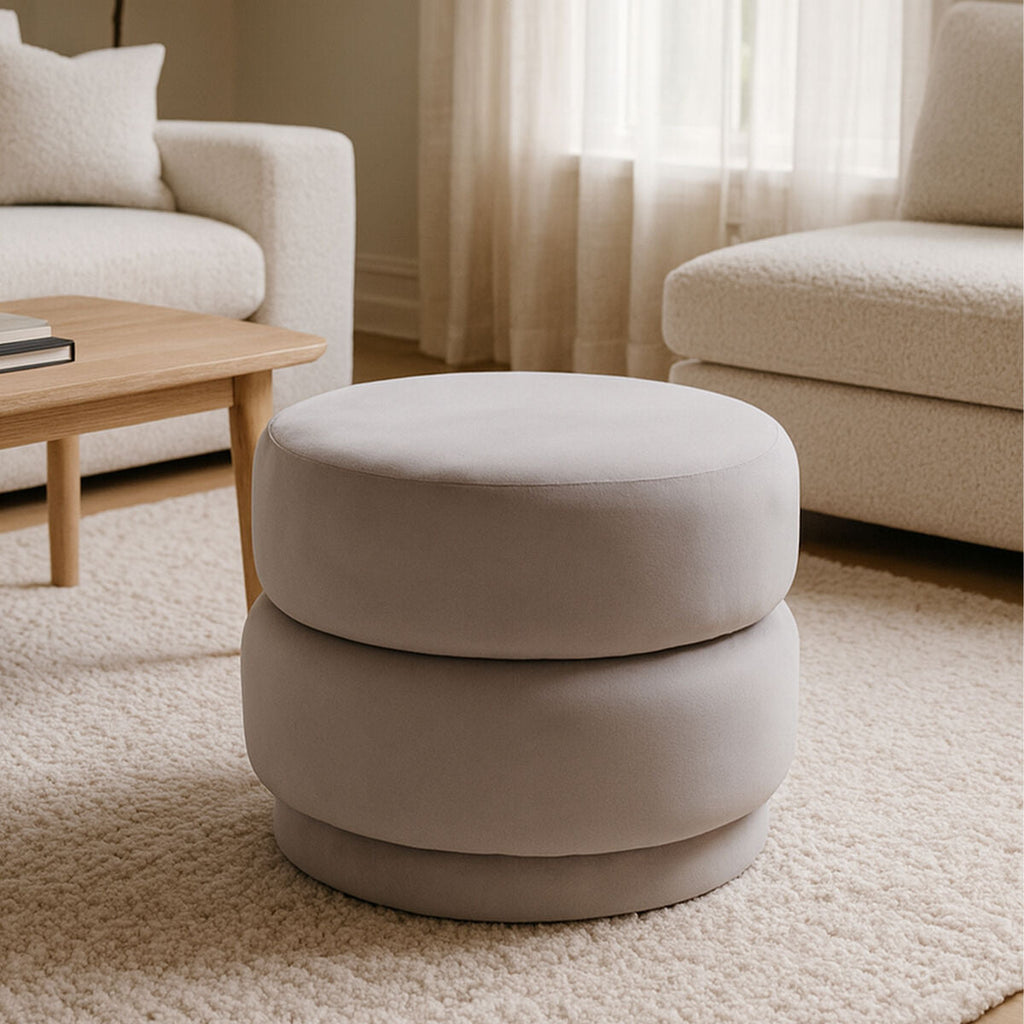 Mink Velvet Pouffe with Footrest