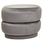 Grey Velvet Oval Pouffe with Footrest