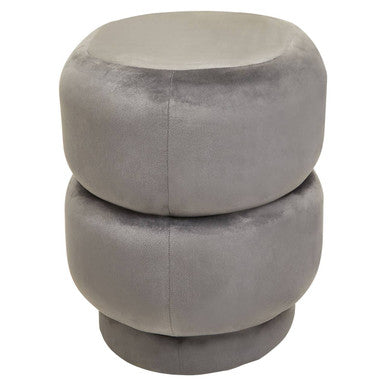 Grey Velvet Oval Pouffe with Footrest