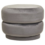 Grey Velvet Oval Pouffe with Footrest