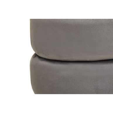 Grey Velvet Oval Pouffe with Footrest