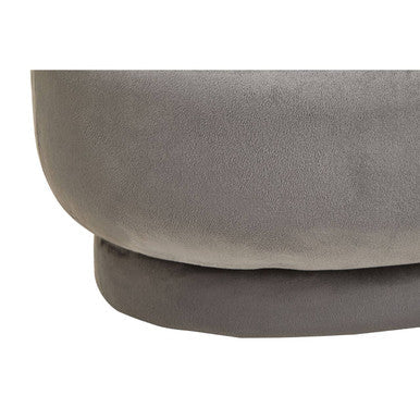 Grey Velvet Oval Pouffe with Footrest