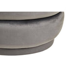 Grey Velvet Oval Pouffe with Footrest