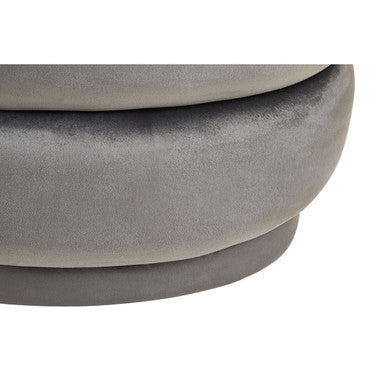 Grey Velvet Oval Pouffe with Footrest