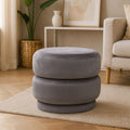 Grey Velvet Oval Pouffe with Footrest
