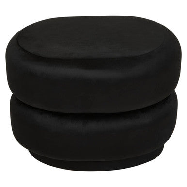 Black Velvet Pouffe with Footrest