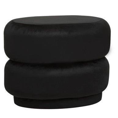 Black Velvet Pouffe with Footrest