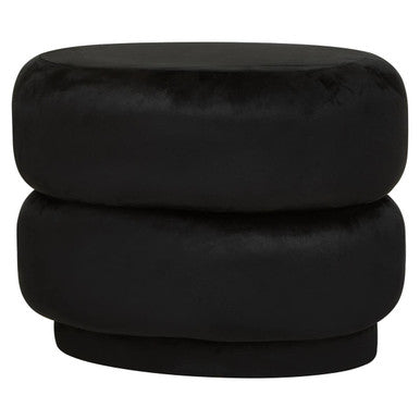 Black Velvet Pouffe with Footrest