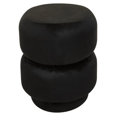 Black Velvet Pouffe with Footrest