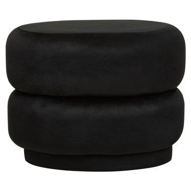 Black Velvet Pouffe with Footrest