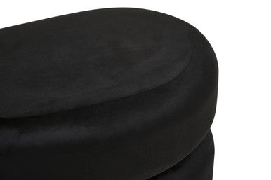Black Velvet Pouffe with Footrest