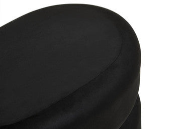 Black Velvet Pouffe with Footrest