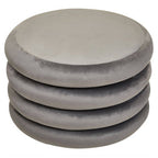 Grey Velvet Round Pouffe with Footrest