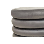 Grey Velvet Round Pouffe with Footrest