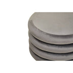 Grey Velvet Round Pouffe with Footrest