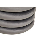 Grey Velvet Round Pouffe with Footrest