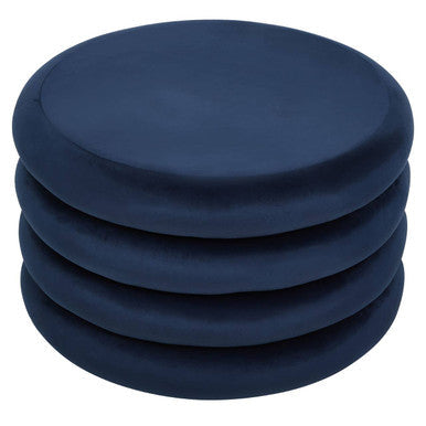 Midnight Blue Velvet Pouffe with Footrest