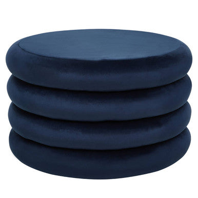 Midnight Blue Velvet Pouffe with Footrest