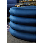 Midnight Blue Velvet Pouffe with Footrest