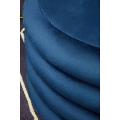 Midnight Blue Velvet Pouffe with Footrest