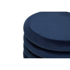 Midnight Blue Velvet Pouffe with Footrest