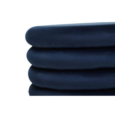 Midnight Blue Velvet Pouffe with Footrest