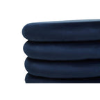 Midnight Blue Velvet Pouffe with Footrest