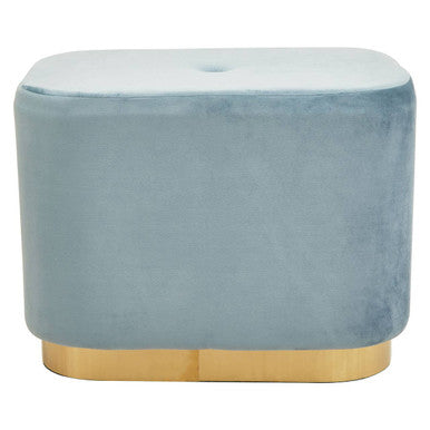 Blue Velvet Pouffe with Button Tufting