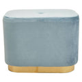 Blue Velvet Pouffe with Button Tufting