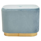 Blue Velvet Pouffe with Button Tufting