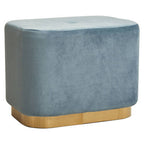 Blue Velvet Pouffe with Button Tufting