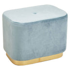 Blue Velvet Pouffe with Button Tufting