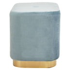 Blue Velvet Pouffe with Button Tufting
