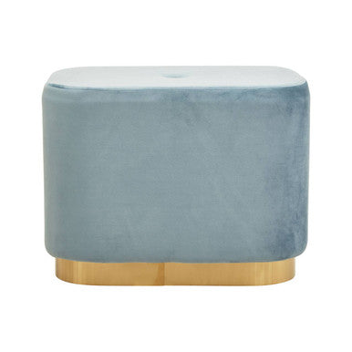 Blue Velvet Pouffe with Button Tufting