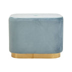 Blue Velvet Pouffe with Button Tufting