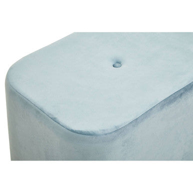 Blue Velvet Pouffe with Button Tufting