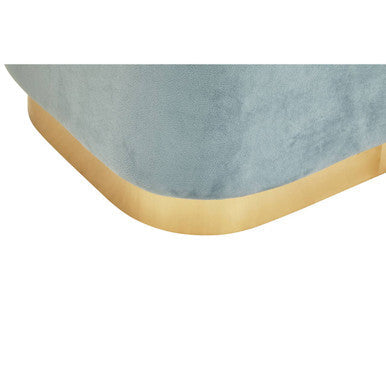 Blue Velvet Pouffe with Button Tufting
