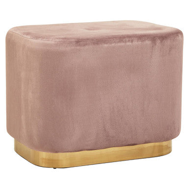 Dusty Pink Velvet Pouffe with Button Tufting