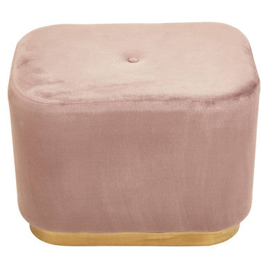 Dusty Pink Velvet Pouffe with Button Tufting