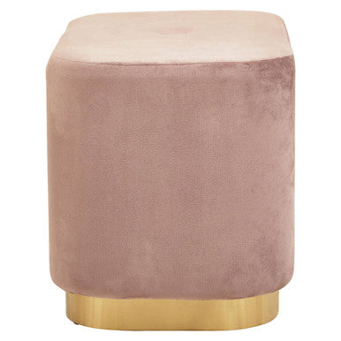 Dusty Pink Velvet Pouffe with Button Tufting