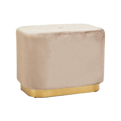 Mink Velvet Pouffe with Button Tufting