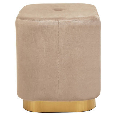 Mink Velvet Pouffe with Button Tufting