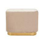 Mink Velvet Pouffe with Button Tufting