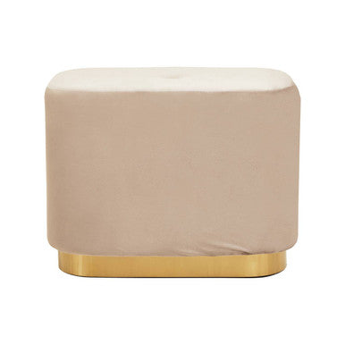 Mink Velvet Pouffe with Button Tufting